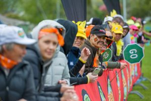 Crowds waiting for relay teams at the Rotorua Ekiden